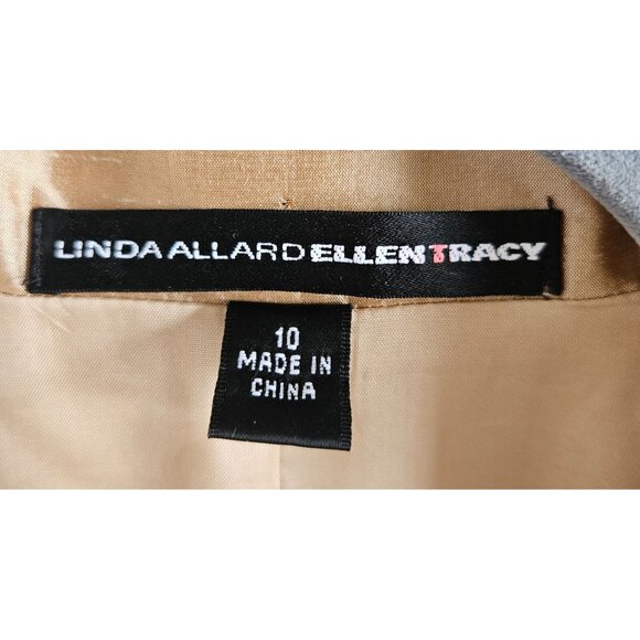 Linda Allard/Ellen Tracy SZ 10 100% Silk Shiny Tan Gold Blazer Designer Classic - Picture 7 of 13